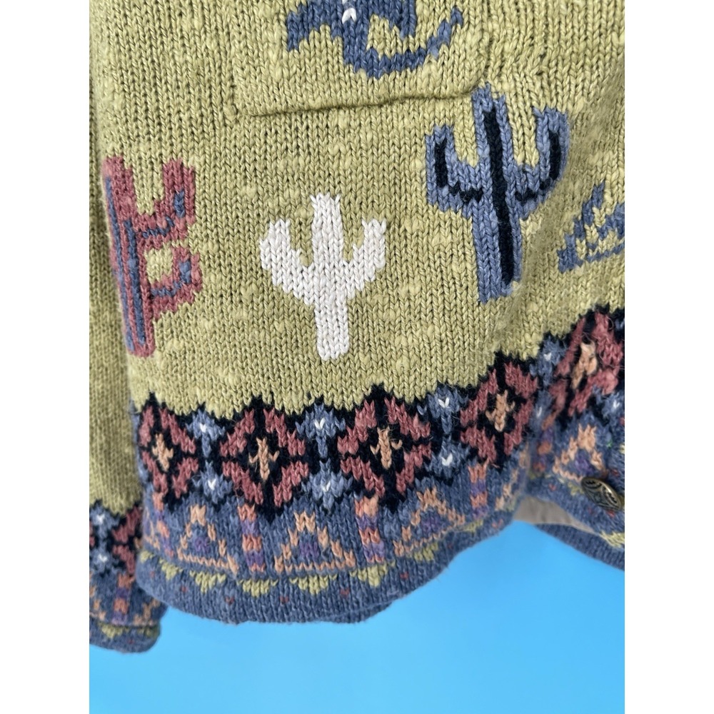 Vtg 1990s Monterey Bay Green Cactus Embroidered Button Up Barn Jacket Sz L - Picture 6 of 16
